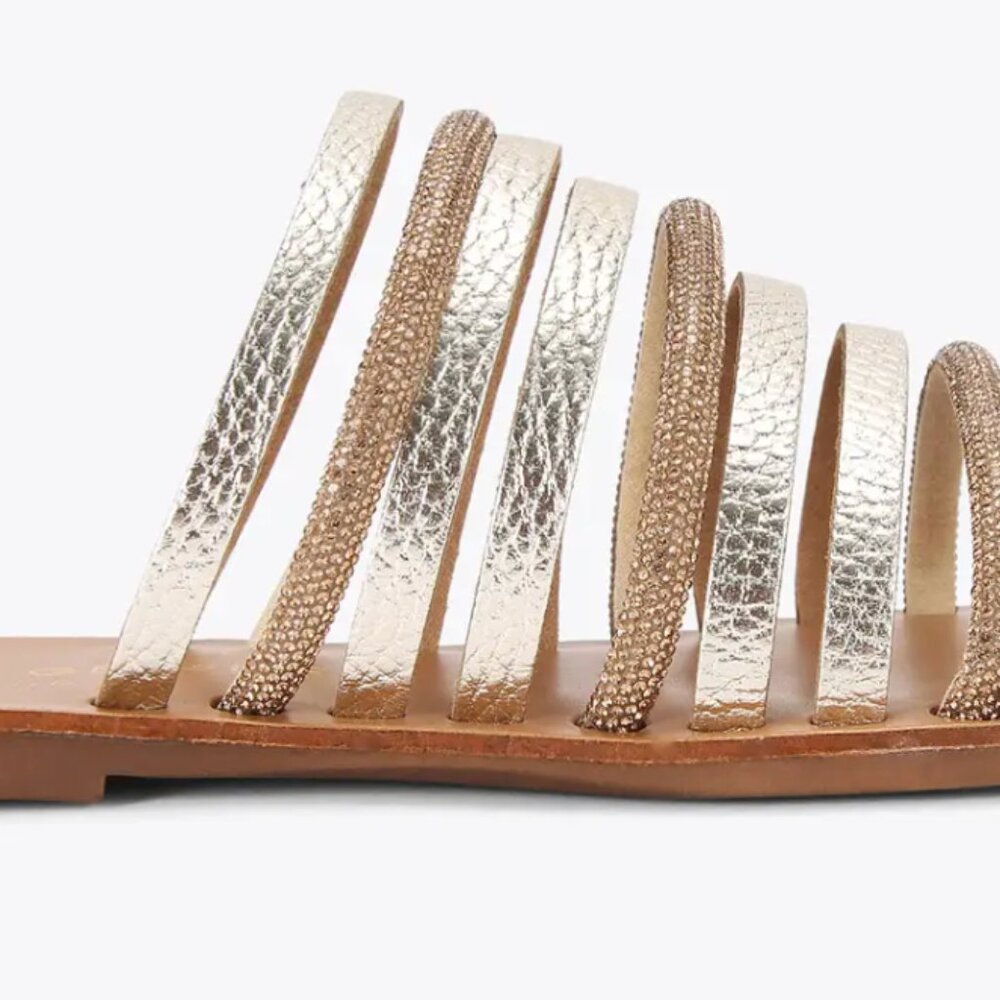 Sandal Kurt Geiger DAISY FLAT  Color: GOLD COMB  Size: 8.5, new, never worn - Picture 2 of 12